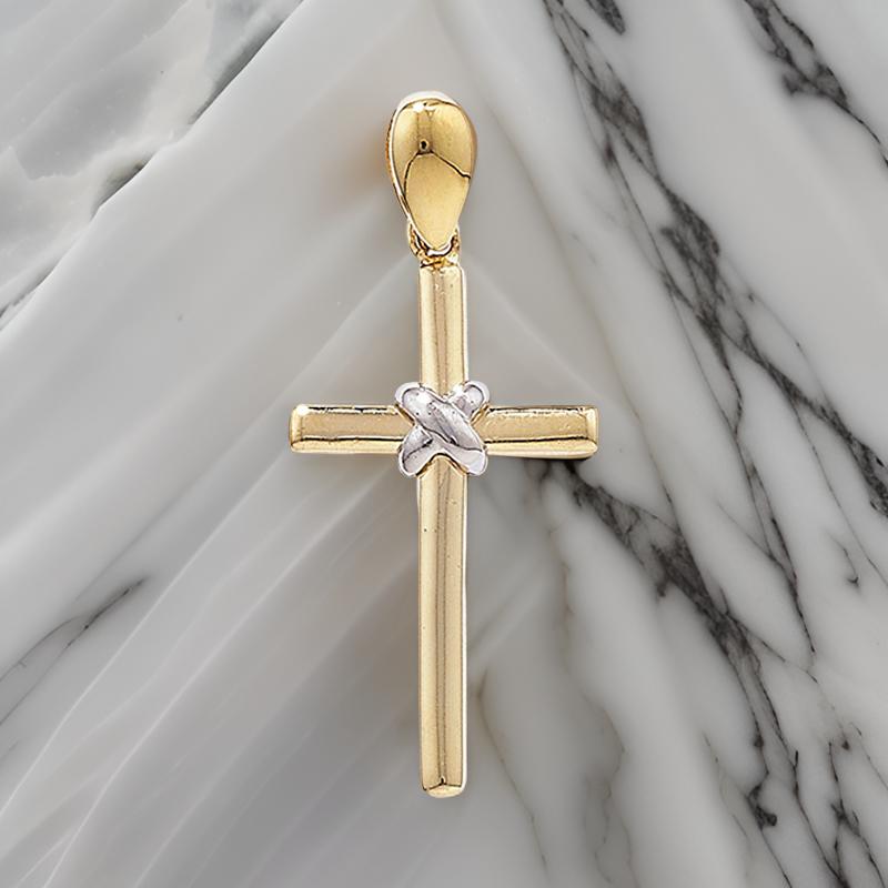 9CT Plain Two-Tone Gold Cross