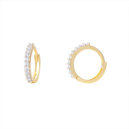 9ct Gold CZ Hinged Hoop Earrings