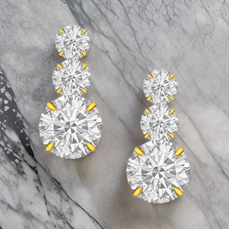 9ct 3 Tier Drop CZ Earrings