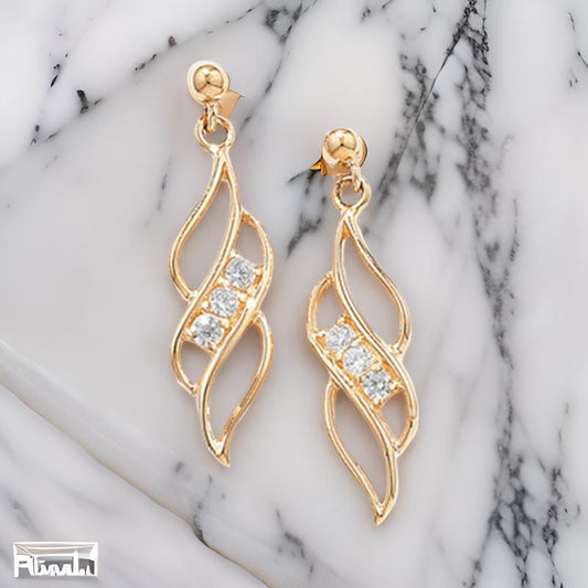 9ct Gold CZ Drop Earrings