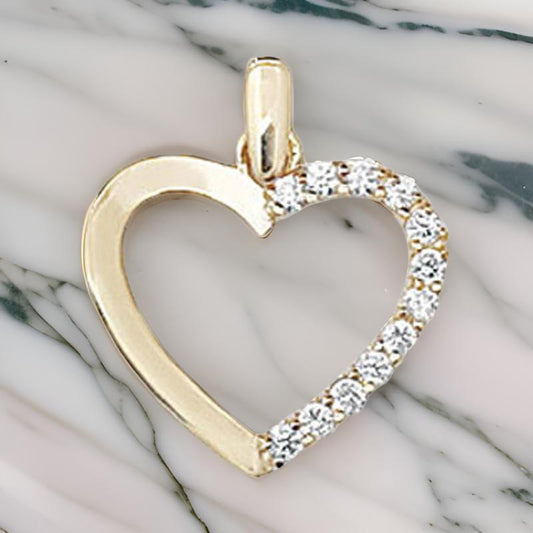 CZ 9CT Gold Heart Pendant