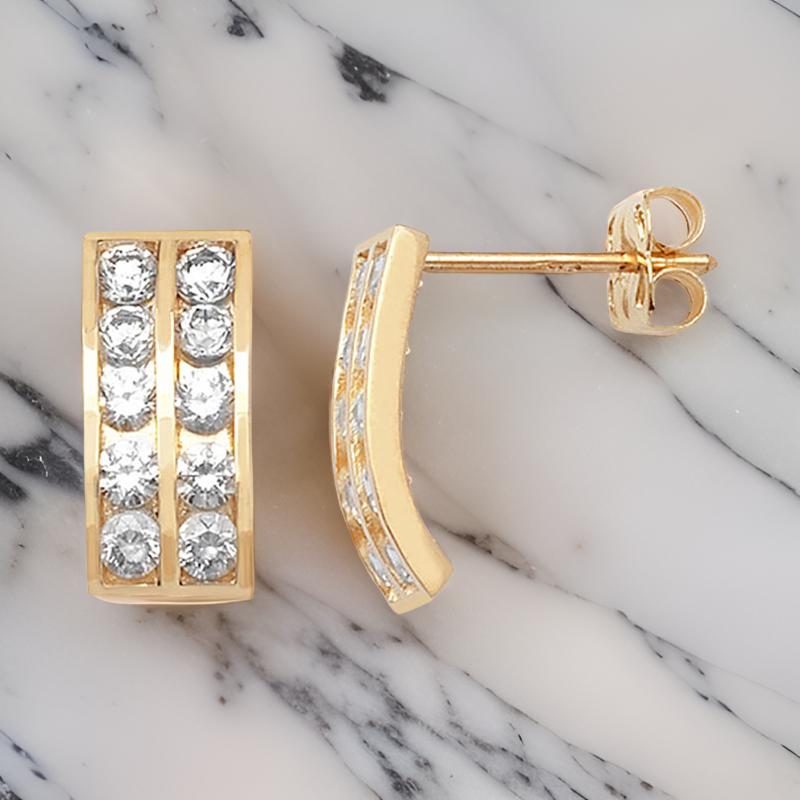 9ct Gold Rectangle CZ Drop Earrings