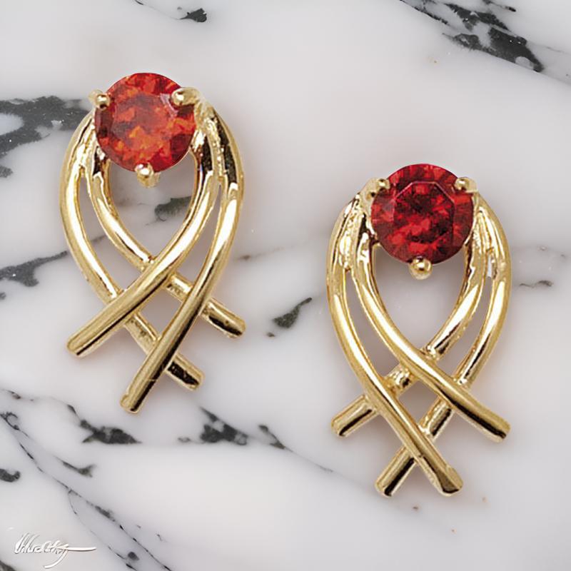 9ct Gold Garnet Drop Earrings