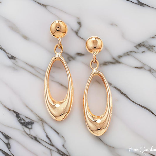 9ct Gold Drop Loop Earrings