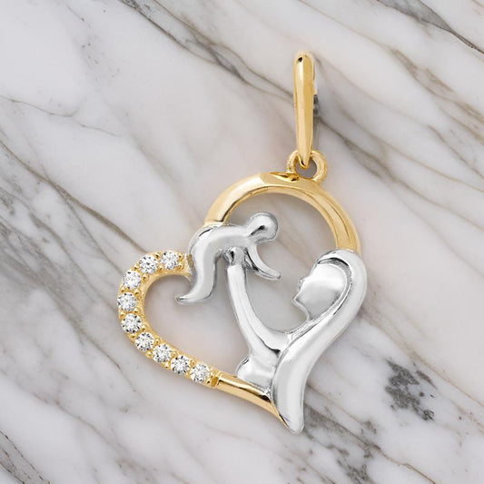 9CT Gold Mother and Baby Heart Pendant