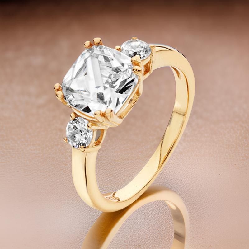 Gold Plated 925 sterling silver 3 diamond CZ Ring