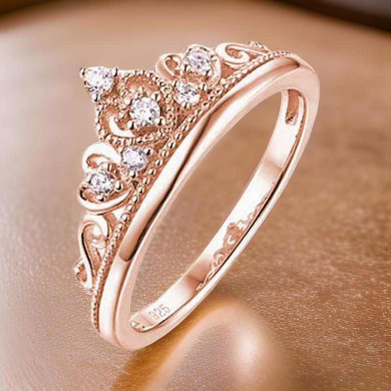 925 Sterling silver Rose Gold Tiara Ring