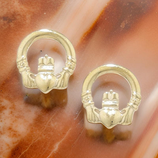 9CT Gold Claddagh Stud Earrings