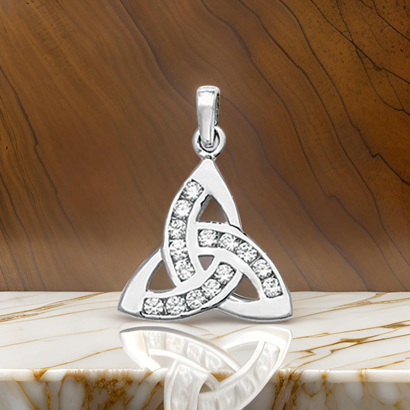 Sterling Silver Celtic Knot Pendant with CZ Detail