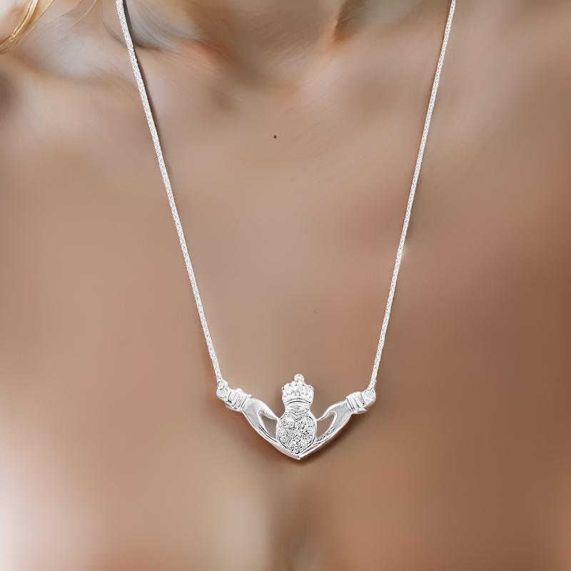 CZ Claddagh Necklace