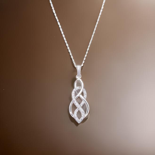 Sterling Silver CZ Celtic Style Necklace