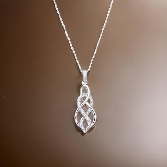 Sterling Silver CZ Celtic Style Necklace